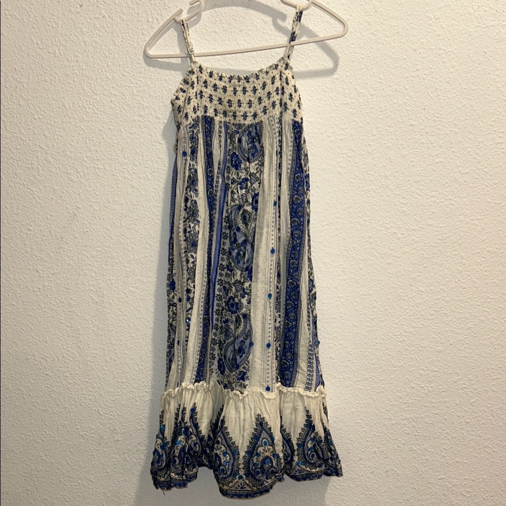Elegant Blue and Cream Girls Dress